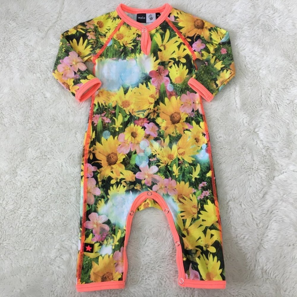 Molo Baby Girl Floral Footless Onesie Size 6 Months